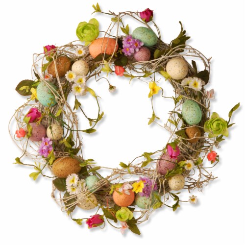National Tree Company 18 Garden Accents Easter Egg Wreath Perspective: front