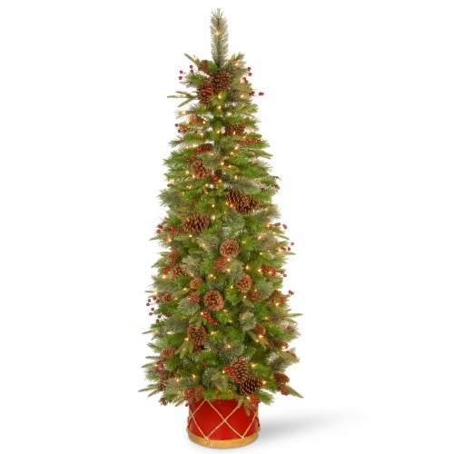 6 ft. Colonial Slim Half Tree with Clear Lights Perspective: front