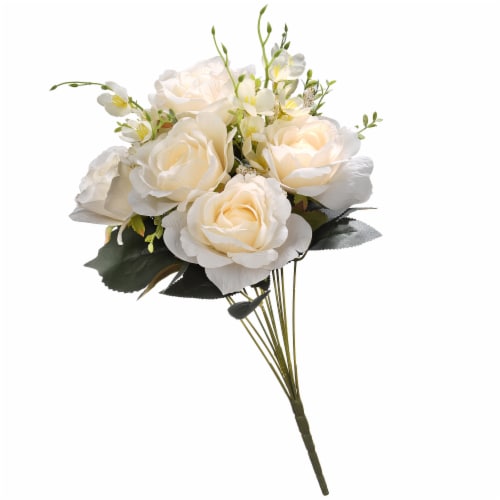 National Tree RAS-H18028CR-1 19 in. Cream White Artificial Rose Flower Bouquet Perspective: front