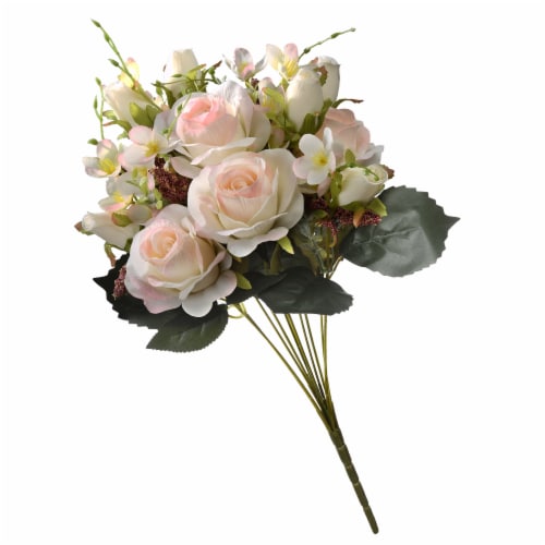 National Tree RAS-H18028LPK-1 19 in. Baby Pink Artificial Large Rose Flower Bouquet Perspective: front