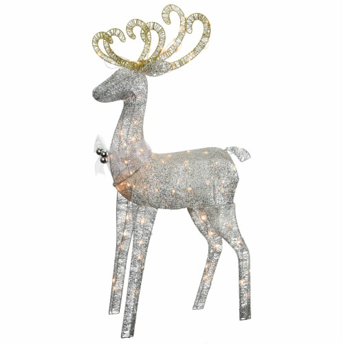 National Tree Company 60 Inch Prelit Crystal Standing Deer with Clear Lights Perspective: front