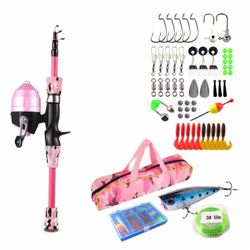 Fresh Fab Finds Kids Fishing Pole Set Telescopic Rod Reel Combo with Tackle Box 1.2M Food 4 Less