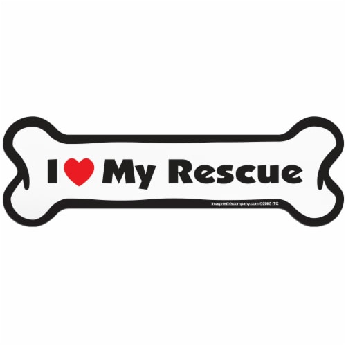 Imagine This I Love My Rescue Bone Shaped Pet Magnet Perspective: front
