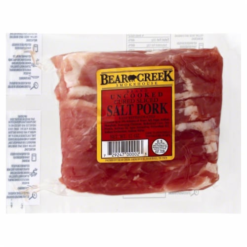 Bear Creek Uncooked Cured Sliced Salt Pork Perspective: front