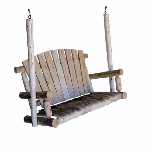 Lakeland Mills 4 Ft Rustic Cedar Wood Log Outdoor Porch Swing