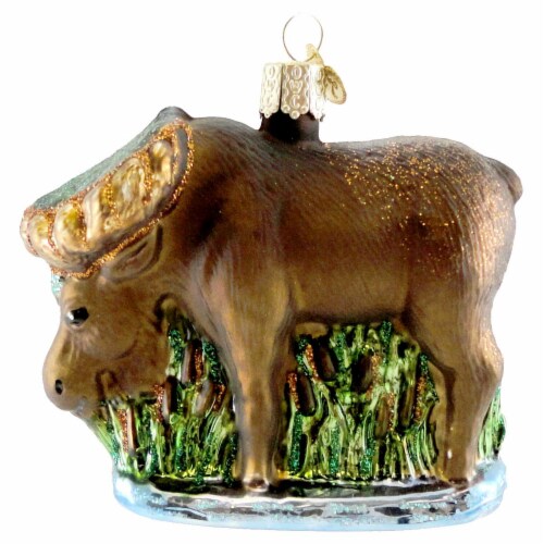 Old World Christmas MUNCHING MOOSE Glass Ornament Wild Life Animal Deer 12135 Perspective: front