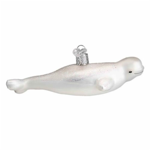 Old World Christmas 1.75 Inches Tall Beluga Whale Glass Melon Head