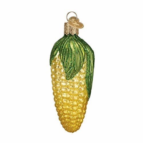 Old World Christmas Ear Of Corn Glass Blown Ornament Perspective: front