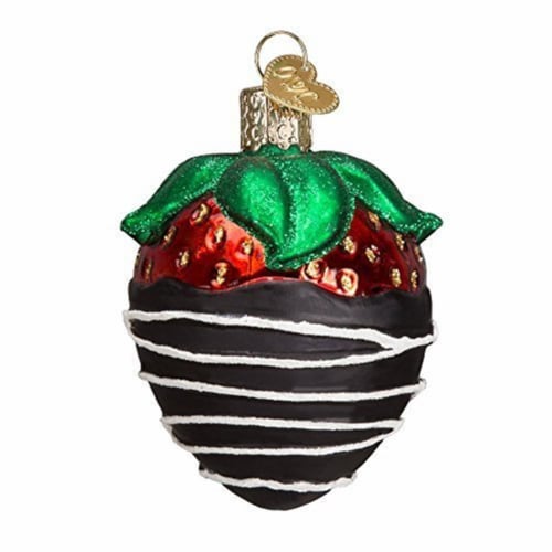 Old World Christmas: Chocolate Dipped Strawberry Glass Blown Ornament Perspective: front