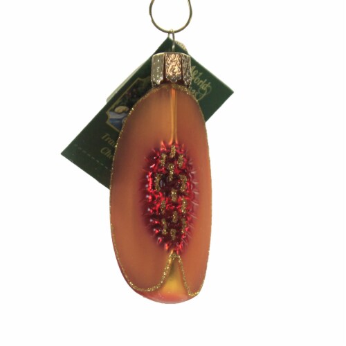 Old World Christmas Peach Slice Glass Juicy Ripe Abundant 28132 Perspective: front