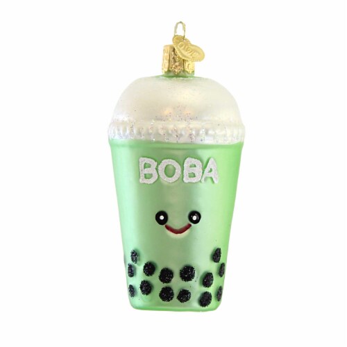 Old World Christmas Boba Tea Glass Pearl Mike Ornament 32534 Perspective: front