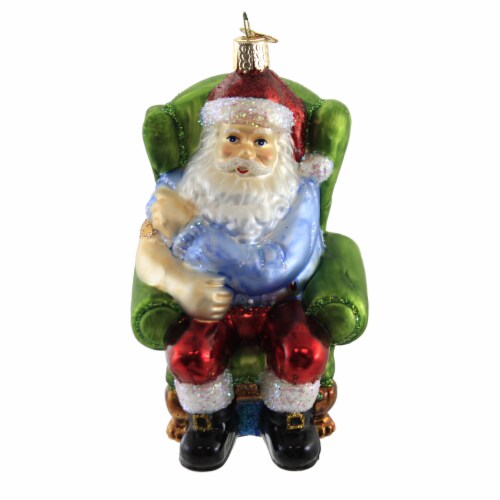 Old World Christmas Santa Vaccinated Glass Vaccine Covid 40323 Perspective: front