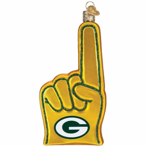 Old World Christmas Green Bay Packers Foam Finger Ornament For Christmas Tree Perspective: front