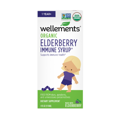 Wellements Organic Elderberry Immune Syrup Perspective: front