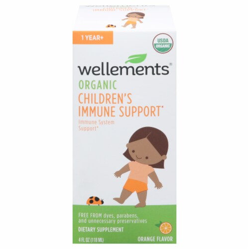 Wellements® Organic Children's Immune Support Orange Flavor Dietary Supplement Perspective: front