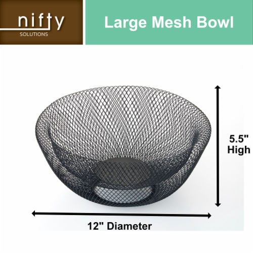 Nifty Oil Rubbed Bronze Decorative Mesh Bowl – Set of 2, Modern Metal Fruit Basket Perspective: front