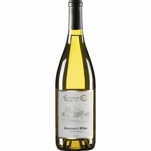 The Williamsburg Winery Governor's White American Riesling Virginia White Wine Perspective: front