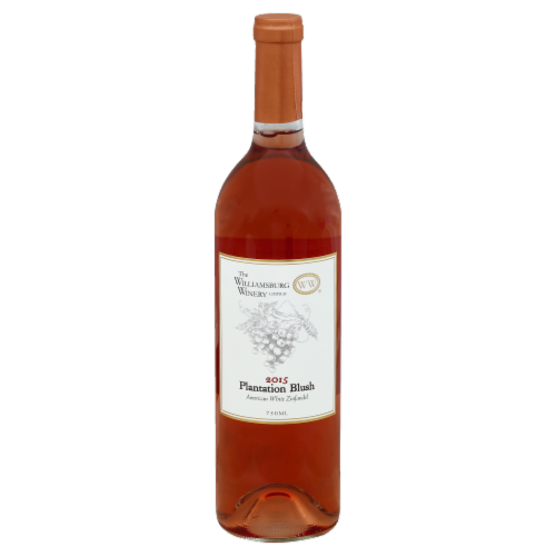 The Williamsburg Winery Plantation Blush American White Zinfandel Perspective: front