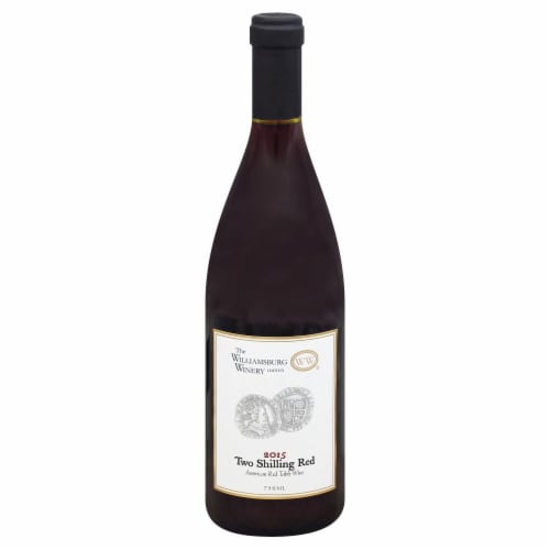 The WillIamsburg Winery Two Shilling Red American Virginia Red Wine Perspective: front