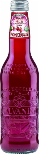 Galvanina® Pomegranite Organic Sparkling Soda Bottle Perspective: front