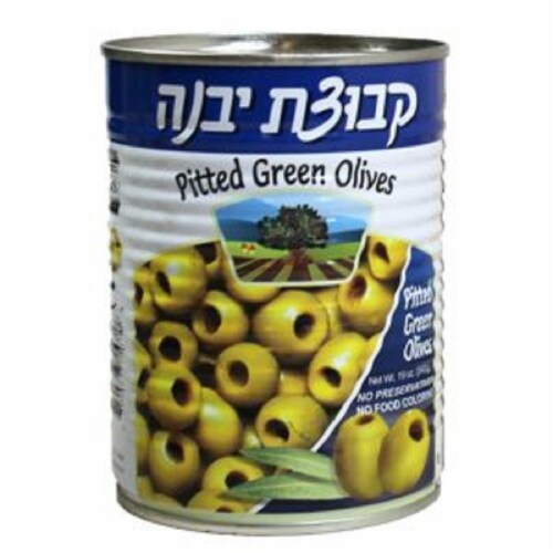Kvuzat Yavne Pitted Green Olives Perspective: front