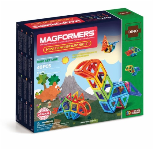 MAGFORMERS® Mini Dinosaur Set 40 Piece Perspective: front