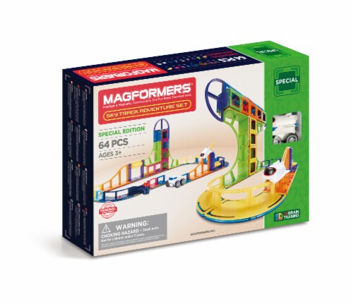 MAGFORMERS® Sky Track Adventure Building Set 64 Piece Perspective: front
