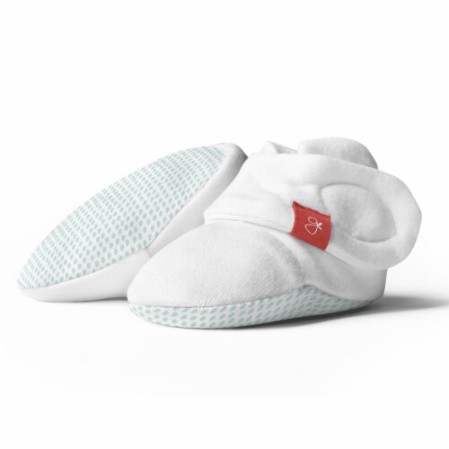 Goumikids Soft Organic Stay On Baby Boots Infant Booties Shoes, 0-3M Drop Aqua Perspective: front