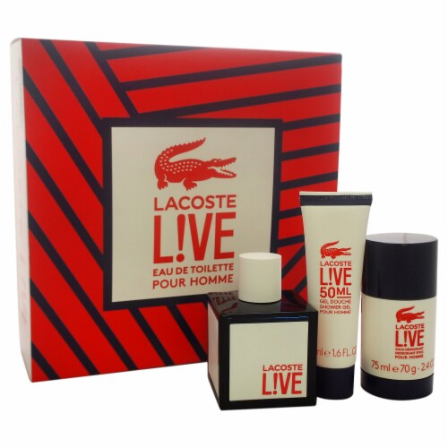 Lacoste Lacoste 3.3oz EDT Spray, 1.6oz Shower Gel, 2.4oz Deodorant Stick 3 Pc Gift Set, Pc Gift Set -