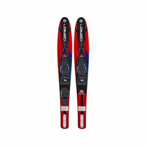 O'Brien Vortex Combo 65.5 In Adult Widebody Water Skis, Men's US 4.5 to 13, Red Perspective: front