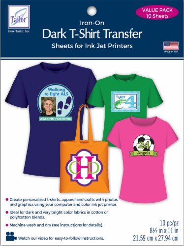 June Tailor Iron-On Ink Jet Transfer Sheets 8.5 X11 10/Pkg-Dark T-Shirt, 1  - Kroger