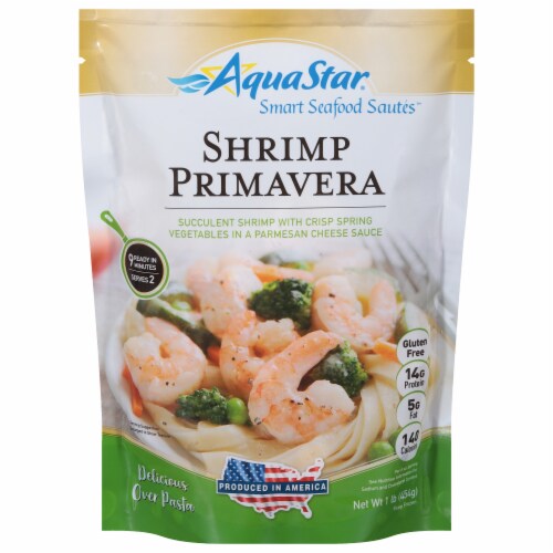 Aqua Star Smart Seafood Sautes Shrimp Primavera Perspective: front