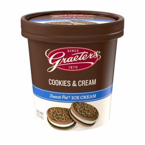 Graeter's Cookies & Cream French Pot Ice Cream Perspective: front