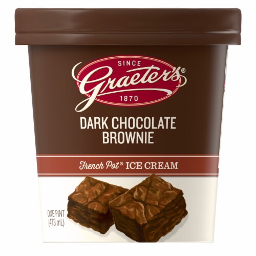 Graeter's® Dark Chocolate Brownie Ice Cream Pint Perspective: front