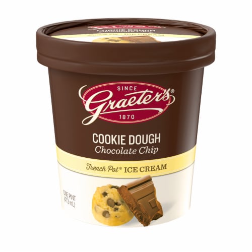 Graeter's Cookie Dough Chocolate Chip Ice Cream Pint Perspective: front