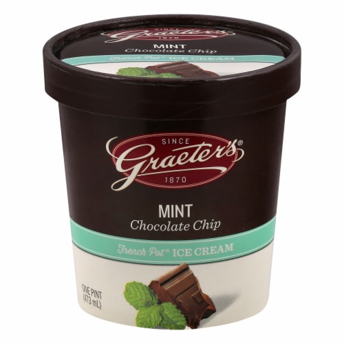 Graeter's® Mint Chocolate Chip Ice Cream Pint Perspective: front