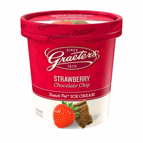 Graeter's® Limited Edition Strawberry Chocolate Chip Ice Cream Pint Perspective: front