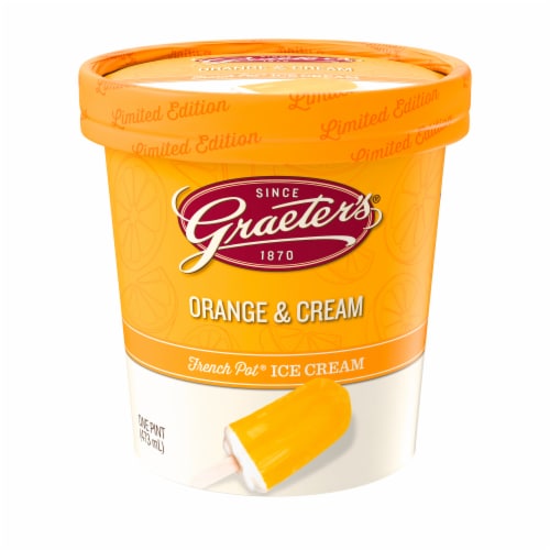 Graeter's Orange & Cream Handcrafted French Pot Ice Cream Perspective: front