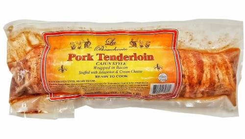 La Boucherie Cajun Style Bacon Wrapped Pork Tenderloin Stuffed With Cream Cheese & Jalapeno Perspective: front