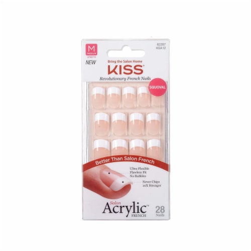 Kiss Better Than Salon French Tip Acrylic Nails Perspective: front