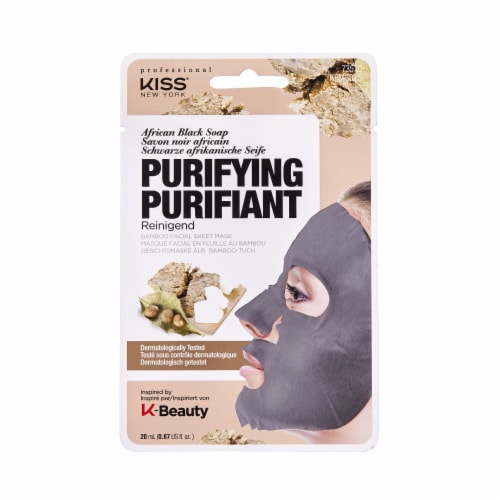 Kiss Purifying African Black Soap Bamboo Facial Sheet Mask Perspective: front