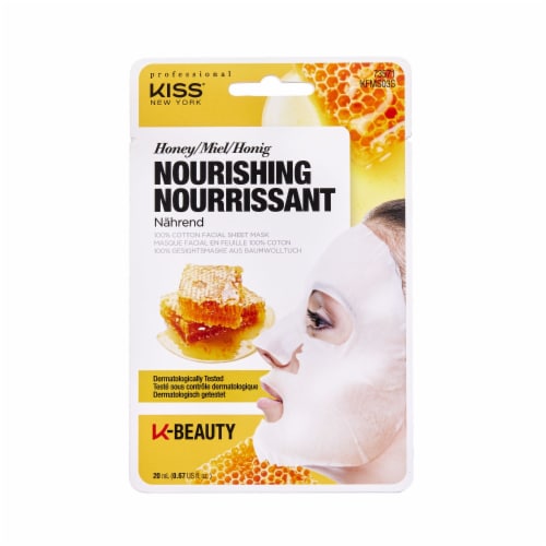 Kiss Nourishing Honey 100% Cotton Facial Sheet Mask Perspective: front