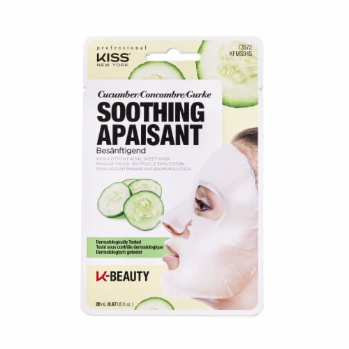 Kiss Soothing Cucumber 100% Cotton Facial Sheet Mask Perspective: front