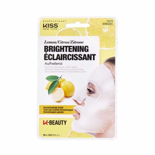 Kiss Brightening Lemon 100% Cotton Facial Sheet Mask Perspective: front
