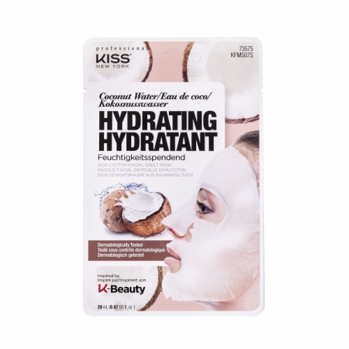 Kiss Hydrating Coconut Water 100% Cotton Facial Sheet Mask Perspective: front