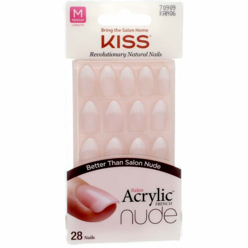 Kiss Salon Acrylic™ Nude Medium Length French Acrylic Nails Perspective: front