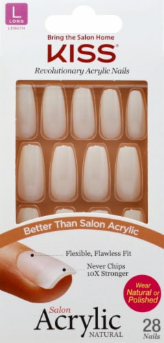Kiss Salon Acrylic Natural Strong Enough Long Length Nails Perspective: front
