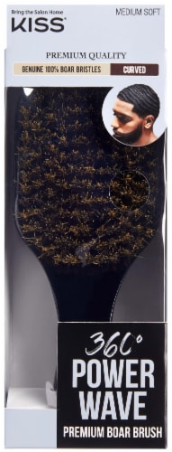 Kiss® 360 Power Wave Medium Soft Premium Boar Brush Perspective: front