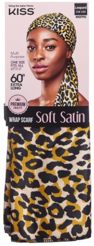Kiss Satin Wrap Scarf - Leopard Perspective: front