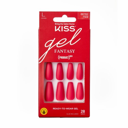 Kiss® Gel Fanstasy Long Red Love Nail Kit Perspective: front